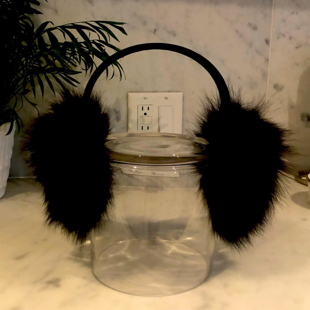 Saks Fifth Avenue real Fur Black Earmuffs